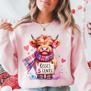 Highland Cow Sweatshirt, Valentine Coquette Shirt, Cute Highland Cow, Cute Cow T-Shirt, Baby Highland Cow Shirt, Cow Gift, Girlfriend Gift