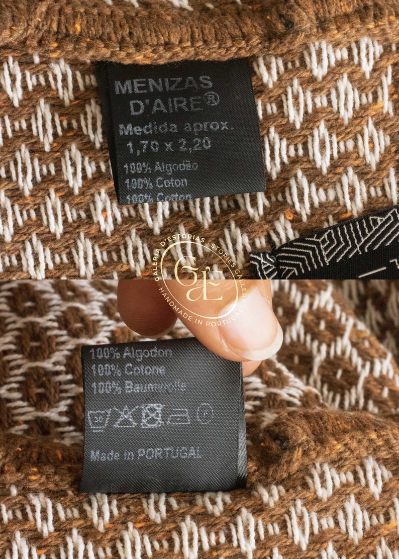 Modern Tradicional Portuguese Blanket | Cotton Bed Cover | Sofa Coverlet | Sustainable Home Decor | Woven Covering Made in Portugal image 7