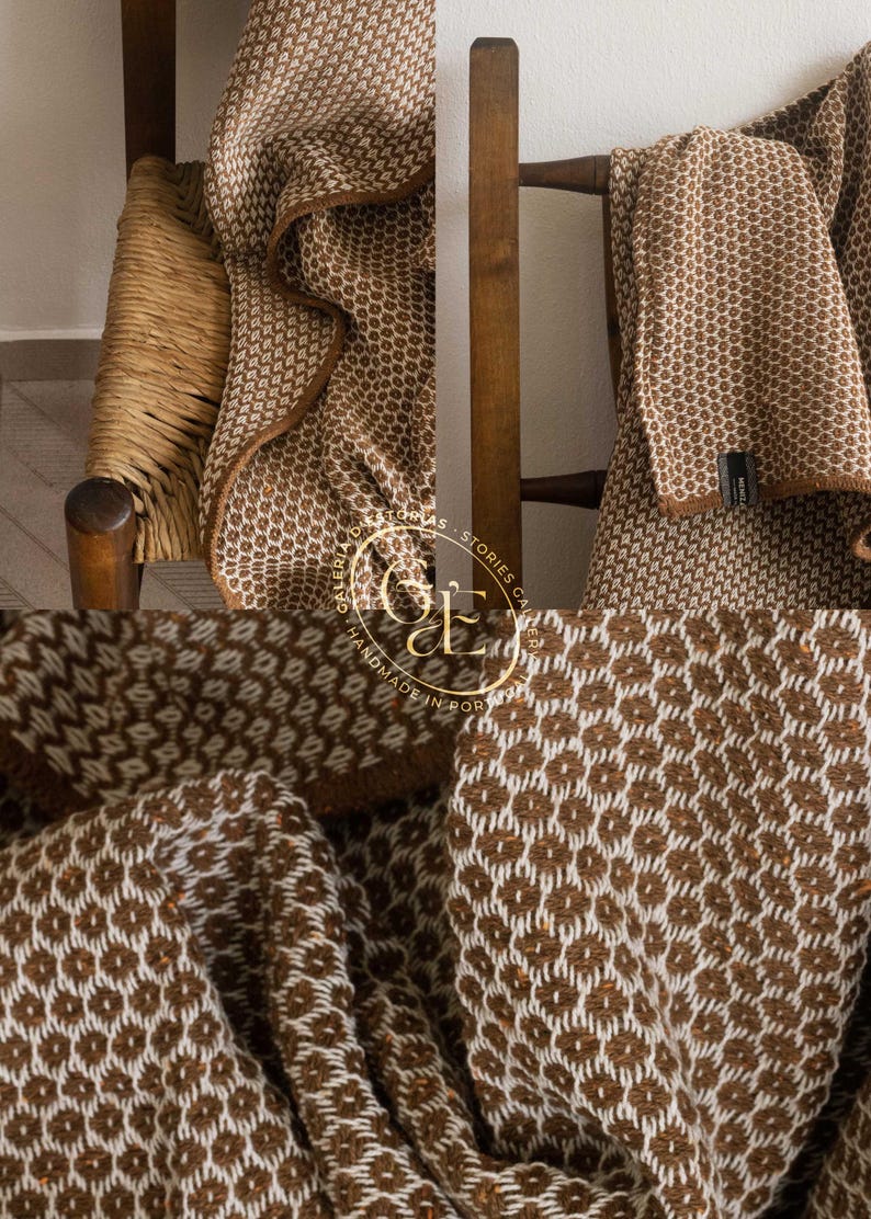 Modern Tradicional Portuguese Blanket | Cotton Bed Cover | Sofa Coverlet | Sustainable Home Decor | Woven Covering Made in Portugal image 3