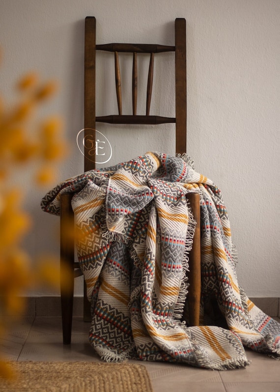 Traditional Portuguese Modern Picnic Blanket Cotton Bed or Sofa Bedspread Sustainable Blanket Eco Friendly Decoration Made in Loom Etsy