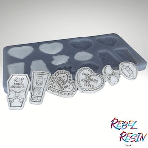 Spooky Glamour Palette Molde de silicona, Molde de pendiente, Molde de fusión de cera, Molde de resina, Perfecto para artesanos