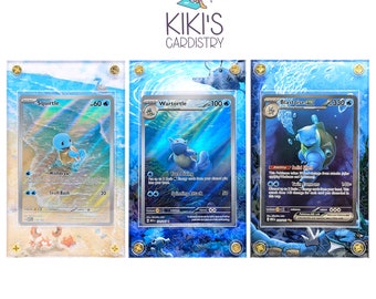 Squirtle, Wartortle & Blastoise 151 Extended Artwork Acrylic Card Display Cases