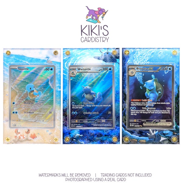 Squirtle, Wartortle & Blastoise 151 Extended Artwork Acrylic Card Display Cases