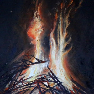 Feu - peinture à l'huile (ユニークな作品、独創的な作品)