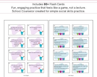 Respect Social Skills Flash Cards for Kids | Scenario Cards | Social Emotional Learning Game for Home, School, Counselor, Teacher, Parent