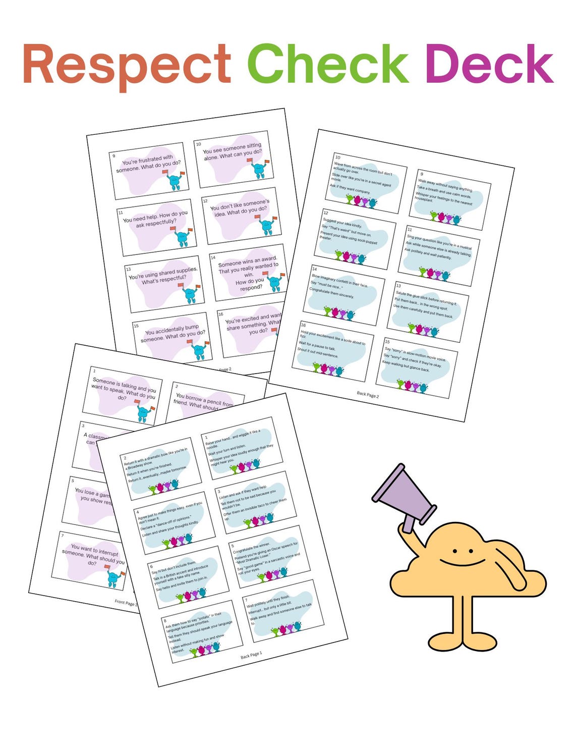 Respect Social Skills Flash Cards for Kids | Scenario Cards | Social ...