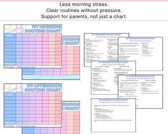 Morning + After School Routine Chart for Kids | Effort-Based Reward System | Daily + Weekly Routine Tracker Printable | Parent Guide