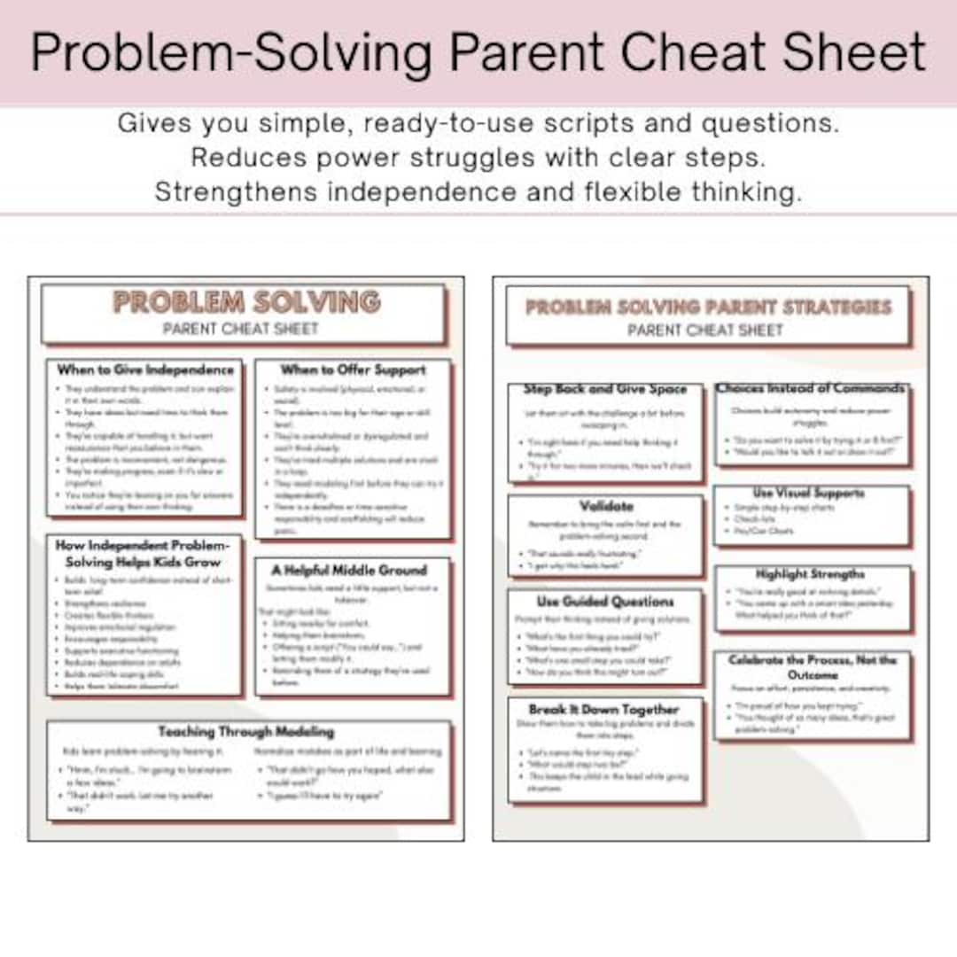 Calm Parenting Problem-solving Cheat Sheet | SEL Guide | Helping Kids ...
