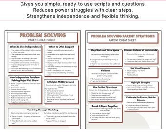Calm Parenting Problem-Solving Cheat Sheet | SEL Guide | Helping Kids Solve Problems Independently | Scripts & Strategies | Printable Tool