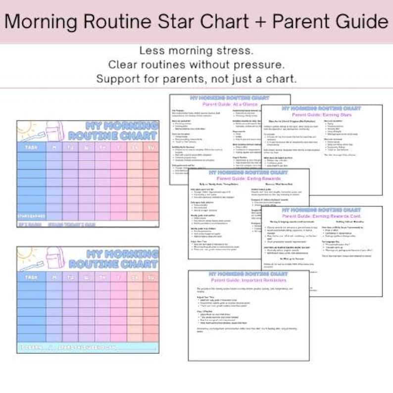 Daily Routine Parent Morning Routine Chart for Kids | Effort-based Reward System With Parent ...