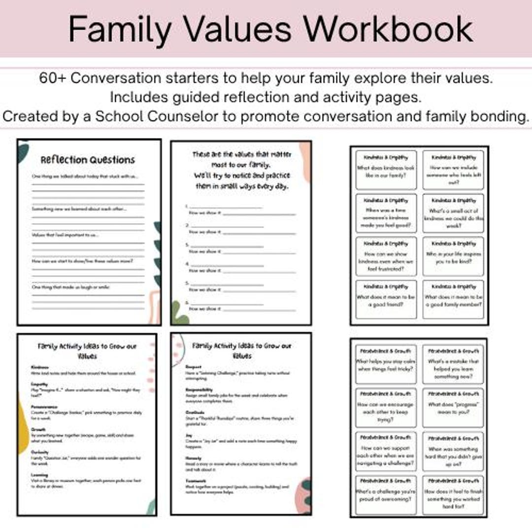 Our Family Values Worksheet.pdf Family Bonding Printable Values Workbook | Parents Conversation ...