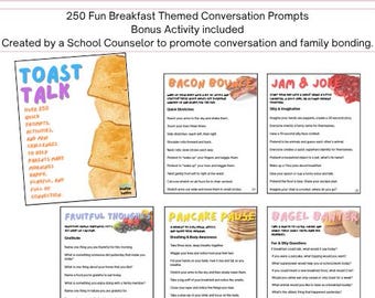 Digital Family Conversation Starters | Elementary School Kid Daily Colorful Workbook | Parent Child Breakfast book | Homeschool meal prompts