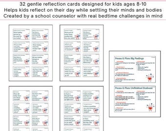Bedtime Reflection Cards for Kids Ages 8–10 | Calm Bedtime Conversations + Emotional Regulation | Strategies + Scripts for Big Thoughts