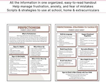 Calm Elternschaft Perfektionismus Spickzettel | Kind Angst & Wachstum Mindset-Anleitung | Erziehungstipps für Motivation, Emotionsregulierung
