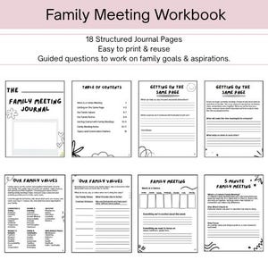 Weekly Family Meeting Digital Journal | Parent Kid Teenager Monthly Gratitude Activity | Homeschool Calendar | Problem-Solving Planner