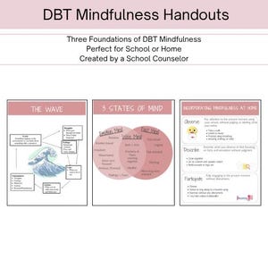 DBT Mindfulness Posters | The Wave, 3 States of Mind & Family Activities | Counseling Office Visual | Student Parent Handout | Digital Print