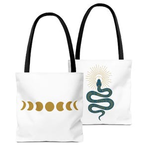 Doppelseitige Mondphasen | Schutzschlangen-Einkaufstasche (AOP)