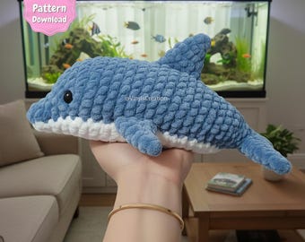 Dolphin Crochet Pattern PDF, Amigurumi Sea Animal Tutorial, Ocean Plush Dolphin DIY Gift