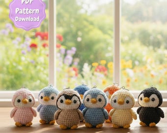 Easy Penguin Amigurumi Crochet Pattern PDF, Amigurumi Bird Keychain Tutorial, DIY Animal Plush Toy