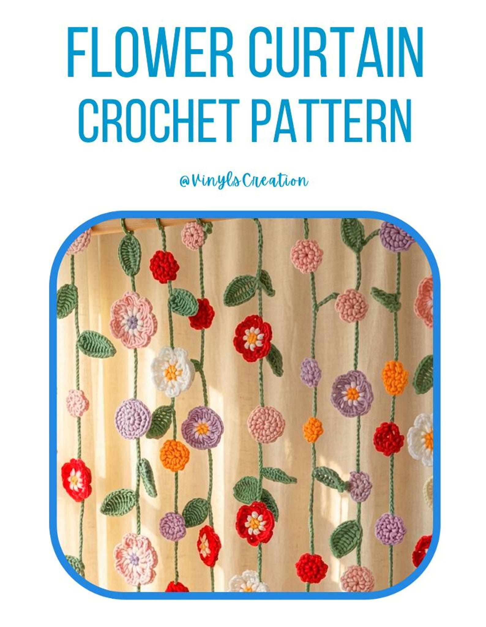 Flower Curtain Crochet Pattern - Daisy Curtain Hanging Decor (PDF