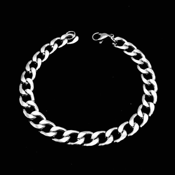 Stainless Steel Cuban Chain Bracelet Anklet Minimalist Modern Chunky Thick Unisex No Tarnish