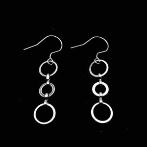 Stainless Steel Circle Link Chain Earrings Minimalist Geometric Modern Edgy Gift No Tarnish