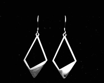 Stainless Steel Rhombus Earrings Minimalist Modern Geometric Gift No Tarnish