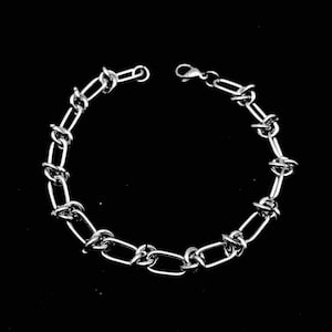 Stainless Steel Barbed Wire Chain Bracelet Anklet Chunky Knot Minimalist Modern Edgy No Tarnish Women Men