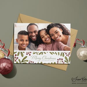 Holiday Leaves | Photo Christmas Template, Christmas Card, Editable Template, Picture Holiday Card, Adobe Express Download