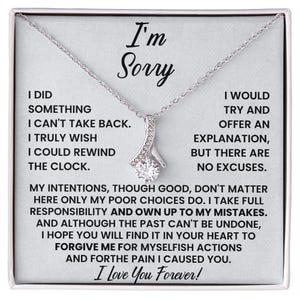 I'm Sorry Gift for Her – Emotional Apology Necklace with Message Card – Regretful Boyfriend/Husband Gift - Apology Gift Idea for Her