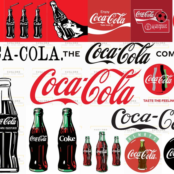 Fichiers SVG Coca-Cola : dessins vectoriels rétro - Téléchargement instantané pour travaux manuels, oeuvre d'art inspirée du coke, téléchargement immédiat pour travaux manuels, oeuvre d'art Coke, fichier numérique