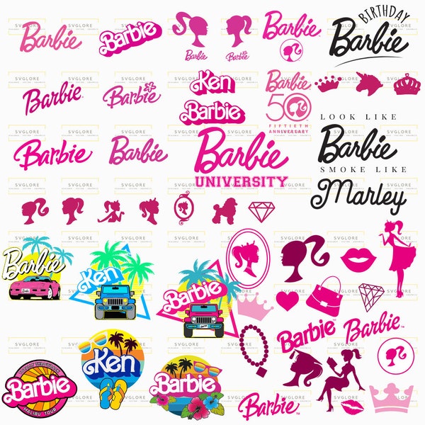 Barbi Svg Bundle, SVG file For Cricut, Babe Pink Doll Svg, Logo Girl Svg, Layered SVG files, Clipart , Instant Download , Barbi Retro Logo