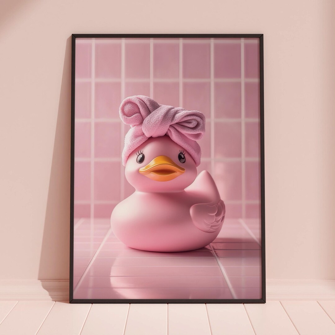Cute Pink Rubber Duck Print, Rubber Duck Prints, Rubber Duck Wall Art ...