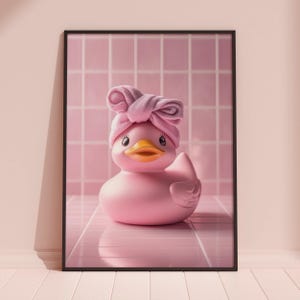 Cute Pink Rubber Duck Print, Rubber Duck Prints, Rubber Duck Wall Art, Funny Bathroom Print, Bathroom Wall Art, Rubber Duck Gifts