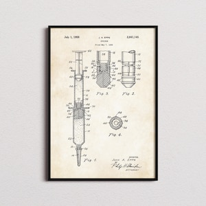 Syringe Patent Print, Syringe Poster, Syringe Wall Art, Syringe Art Print, Syringe Gifts