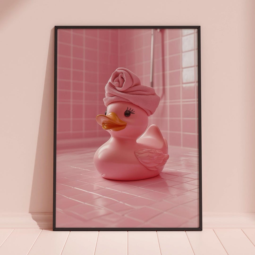 Cute Pink Rubber Duck Print, Rubber Duck Prints, Rubber Duck Wall Art ...