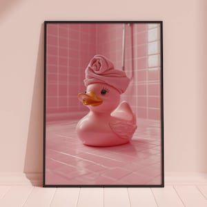 Cute Pink Rubber Duck Print, Rubber Duck Prints, Rubber Duck Wall Art, Funny Bathroom Print, Bathroom Wall Art, Rubber Duck Gifts