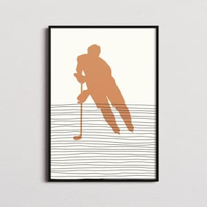 Ice Hockey Player Print, Ice Hockey Silhouette Print, Ice Hockey Mid-century Art, Ice Hockey Poster, Ice Hockey Wall Art, Ice Hockey Gifts