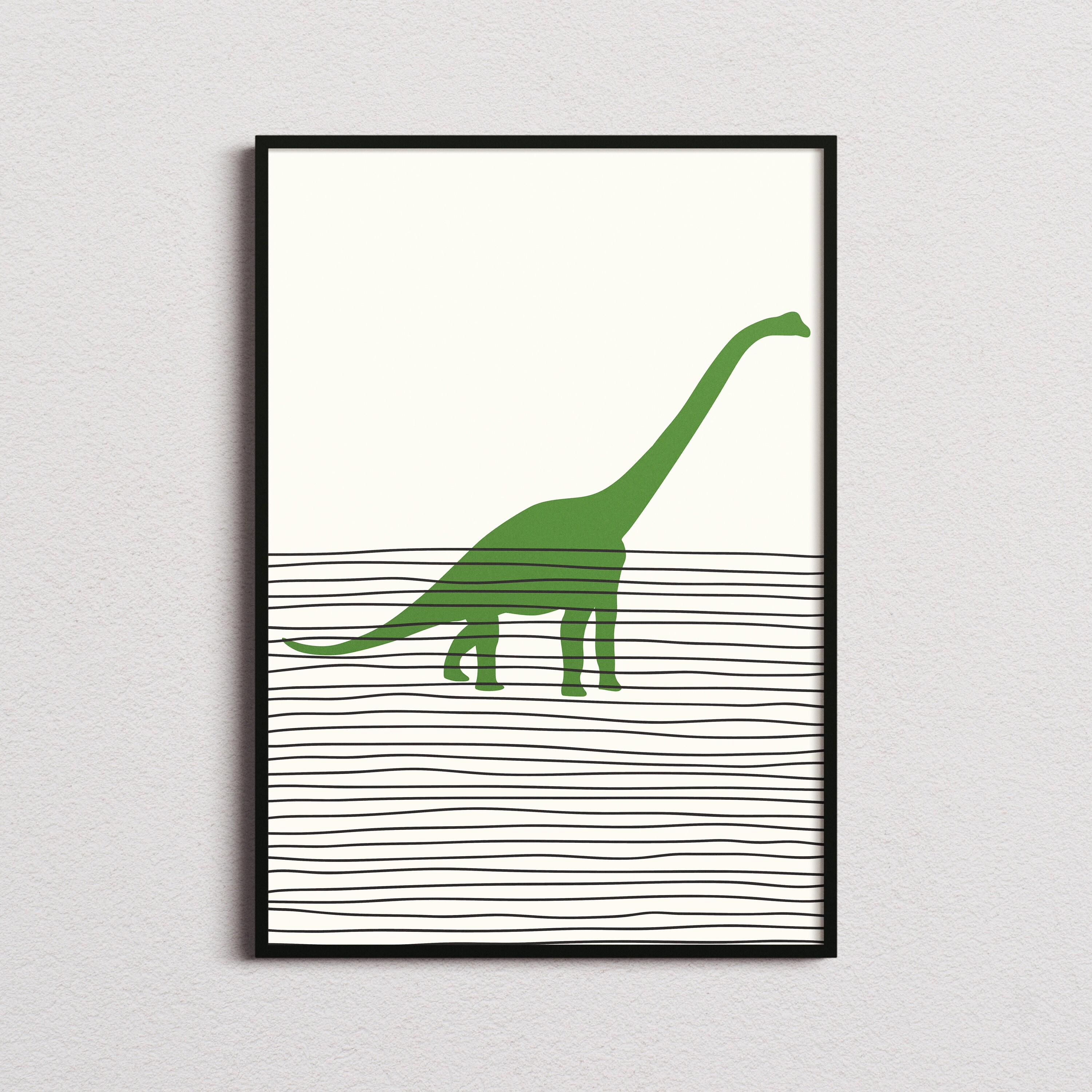Brachiosaurus Print, Brachiosaurus Poster, Brachiosaurus Mid-century ...