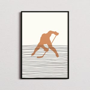 Ice Hockey Player Print, Ice Hockey Silhouette Print, Ice Hockey Mid-century Art, Ice Hockey Poster, Ice Hockey Wall Art, Ice Hockey Gifts
