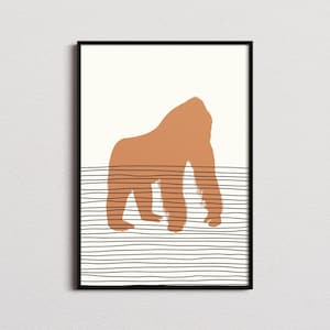 Gorilla Print, Gorilla Poster, Gorilla Mid-century Art, Gorilla Wall Art, Gorilla Decor