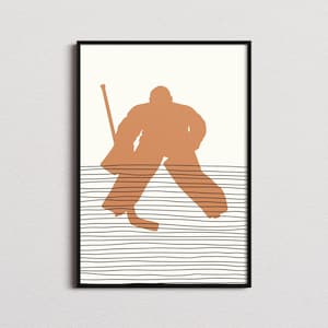 Ice Hockey Goalkeeper Print, Ice Hockey Silhouette Print, Ice Hockey Mid-century Art, Ice Hockey Poster, Ice Hockey Gifts