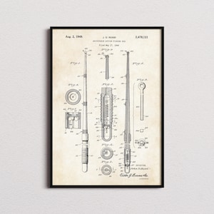 Fishing Rod Patent Print, Fishing Rod Poster, Fishing Rod Wall Art, Fishing Gifts, Gifts for Fishermen, Fishing Gifts for Men