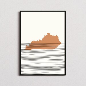 Kentucky Print, Kentucky Silhouette Map Print, Kentucky Mid-century Art, Kentucky Poster, Kentucky Wall Art