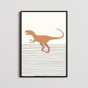 Allosaurus Print, Allosaurus Poster, Allosaurus Mid-century Art, Allosaurus Wall Art, Allosaurus Decor, Dinosaur Gift, Dinosaur Poster
