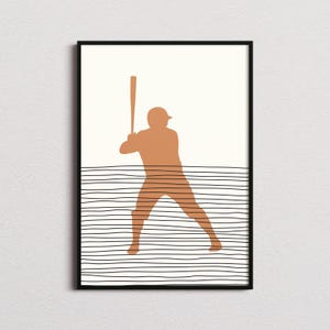 Baseball Player Print, Baseball Silhouette Print, Baseball Mid-century Art, Baseball Poster, Baseball Wall Art