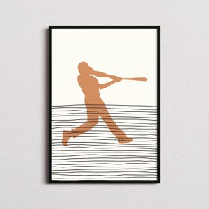 Baseball Player Print, Baseball Silhouette Print, Baseball Mid-century Art, Baseball Poster, Baseball Wall Art