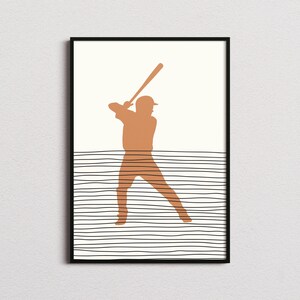 Impression de joueur de baseball, impression de silhouette de baseball, art du milieu du siècle de baseball, affiche de baseball, art mural baseball