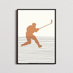 Ice Hockey Player Print, Ice Hockey Silhouette Print, Ice Hockey Mid-century Art, Ice Hockey Poster, Ice Hockey Wall Art, Ice Hockey Gifts