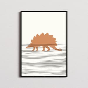 Stegosaurus Print, Stegosaurus Poster, Stegosaurus Mid-century Art, Stegosaurus Wall Art, Stegosaurus Decor, Dinosaur Gift, Dinosaur Poster